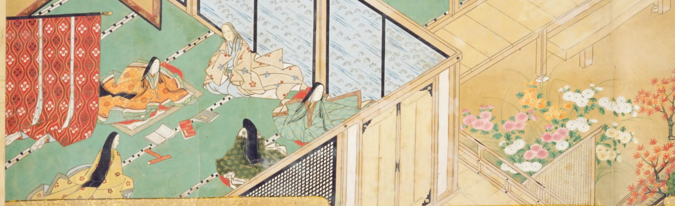 江戸時代の竹取物語絵巻よりかぐや姫が勉強をしている場面